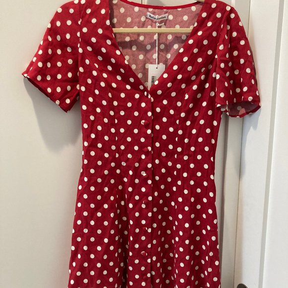 Reformation Hal Dress in Campari Size 2 NWT - Picture 4 of 6